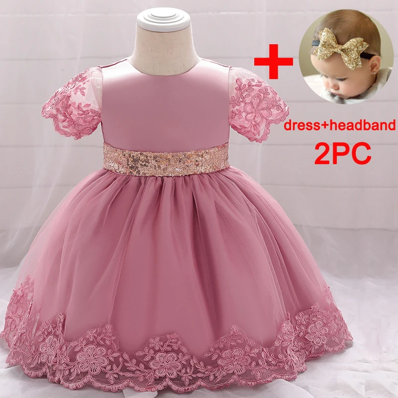 Toddler Sequins Bow Baby Girls Dress Newborn Baptism 1st Birthday Kids Princess Dresses for Girl Wedding Bridesmaid Evening Gown