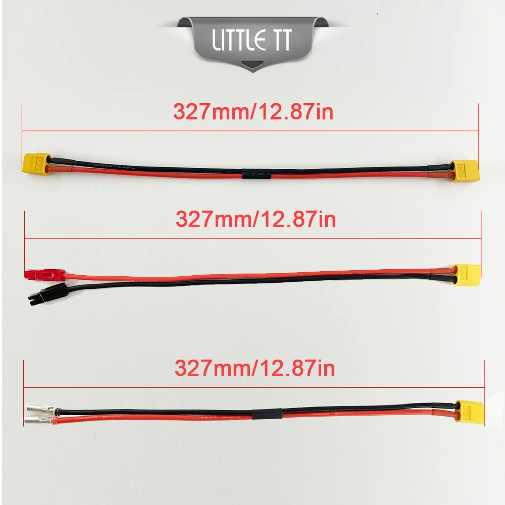 Fêmea para Macho Conectores Adaptador, Cabo de Extensão, Adapte para RC Lipo Battery Motor, XT60, PP30, 14AWG, 12AWG, 327 milímetros