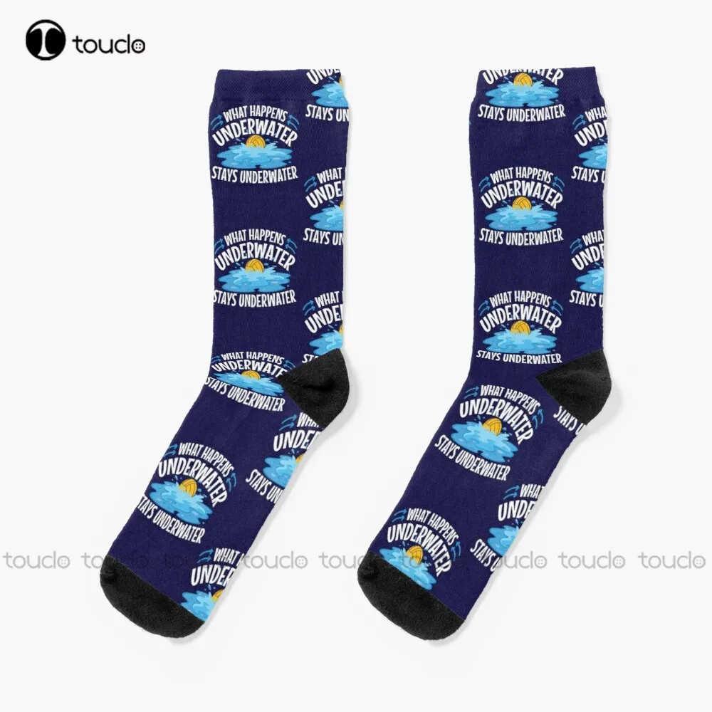 Water Polo What Happens Underwater Stays Underwater Socks Slipper Socks Women Personalized Custom Unisex Adult Teen Youth Socks