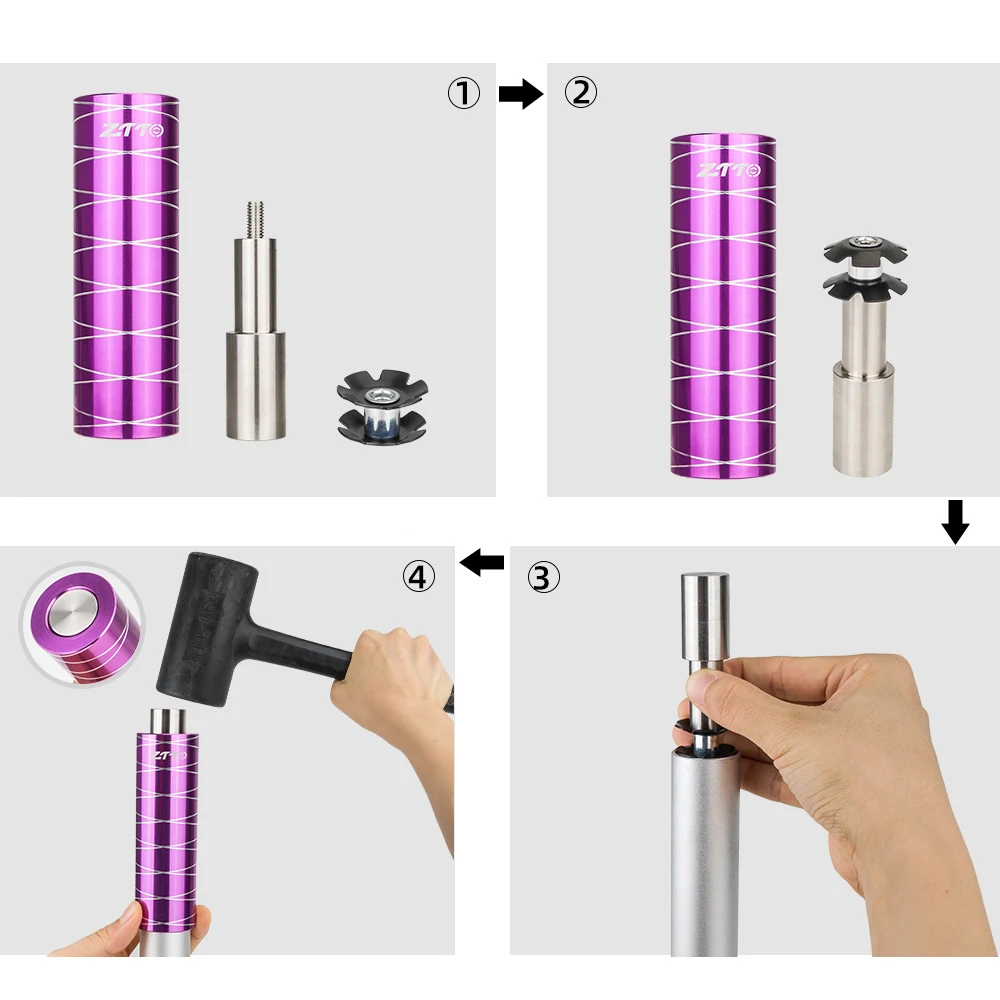 ZTTO Bicycle Threadless Headset Star Nut Install Tool Remove Expansion Crown Installer Driver Press Fit Fork Steerer