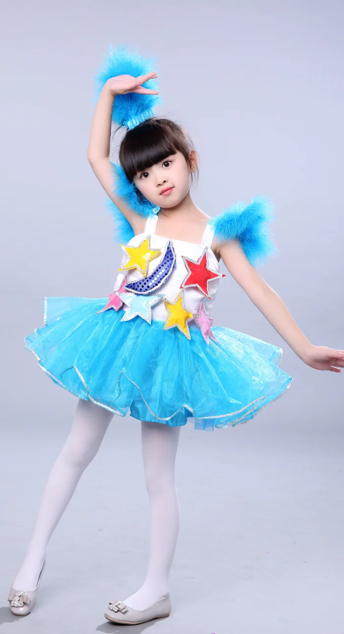 Children\'s jazz dance Latin dance costumes girls modern hip-hop sequin dance pompon performance clothes