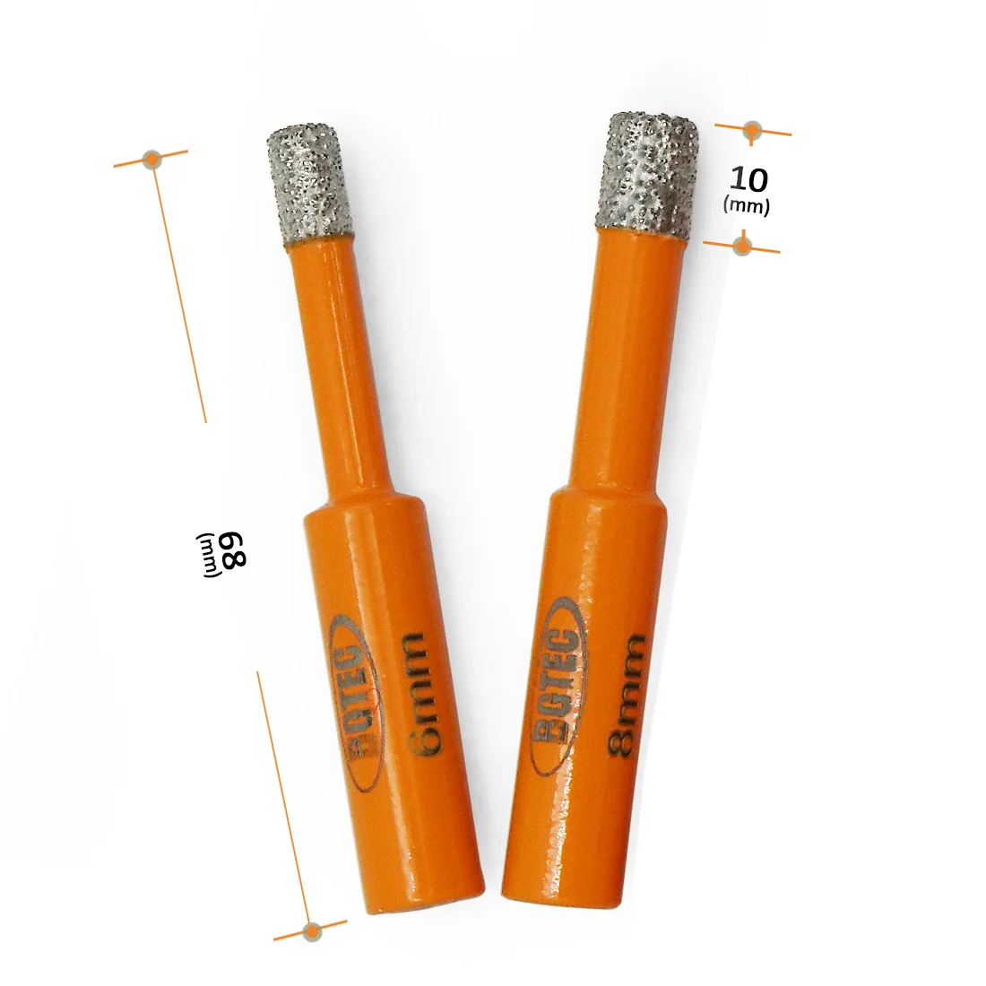 BGTEC 5 Buah Dia 8Mm Alat Bor Berlian Brazing Vakum Kering dengan Potongan Inti Bor Batang Bulat