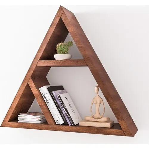 Solid Wood Decorative Triangle Wall Shelf Bookcase Base Vase Buddha Kistler Display Rack Multi-use Triangle