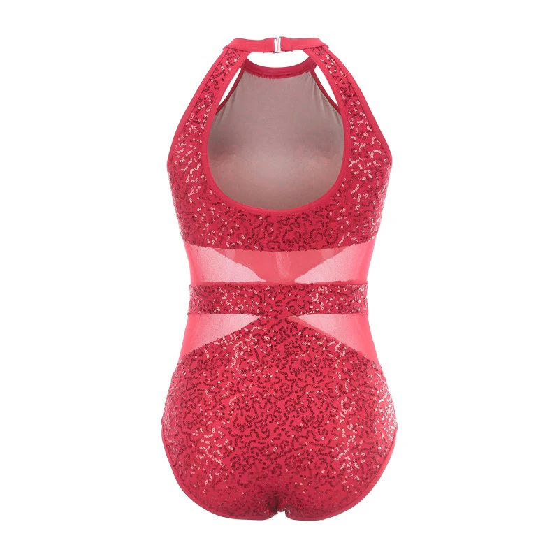 New Ballet Leotards Dance Sequins Mesh Splice Leotard Ballet Costume Gymnastics Practice Dance Clothes for Adult Woman