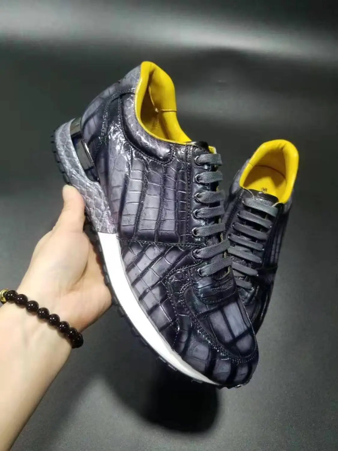 100% Genuine real crocodile skin men shoe matt mixed colors crocodile belly skin men fashion sport leisure shoe