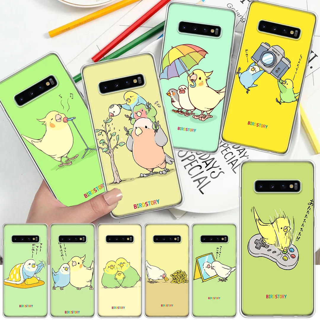 Chubby Cockatiels Parrotlets Hello parrot bird Phone Case For Samsung Galaxy A71 A51 A41 A31 A21S A11 A70 A50 A40 A30 A20E A10S