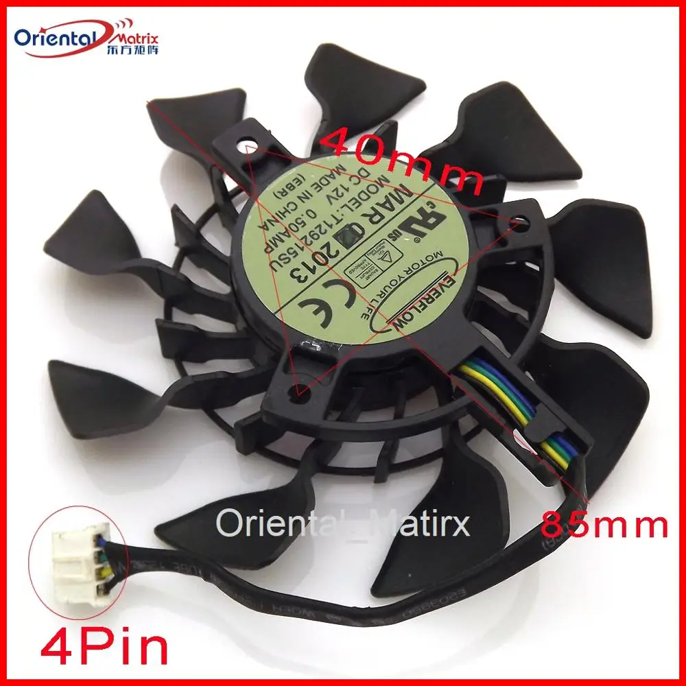 T129215SU PLA09215S12H 12V 85mm VGA Fan For ASUS GTX780 780TI R9 280X 290X GTX760 GTX 970 Mini Graphics Card Cooler Cooling Fan