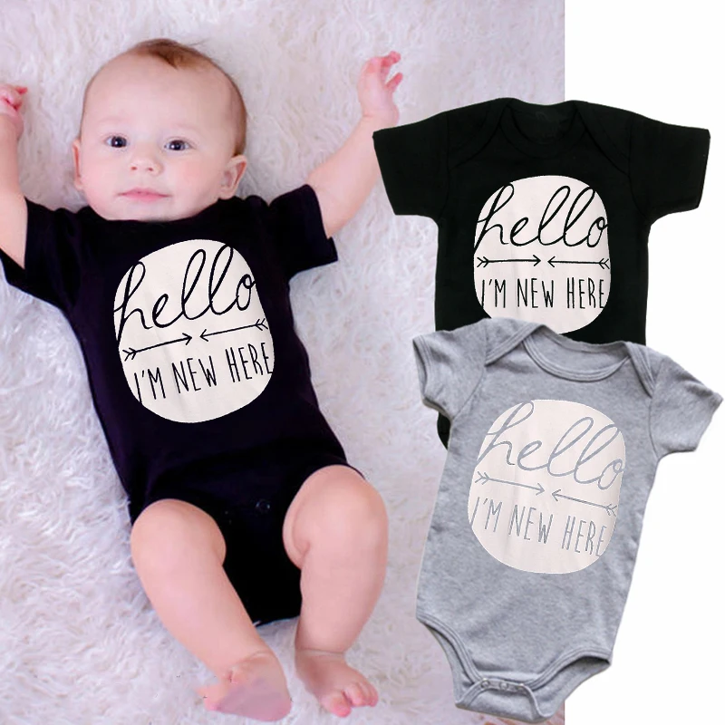 Newborn Infant Baby Girl Boy Jumpsuits s Funny Saying Print Short Sleeve Bodysuit Playsuit Clothes Summer Baby Bodysuits