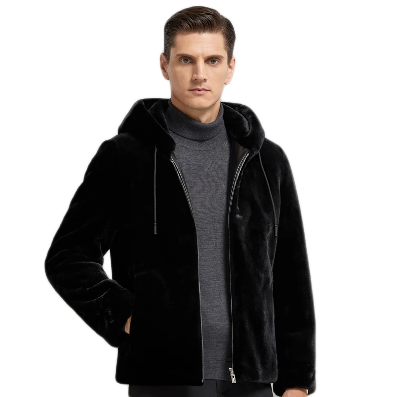 

2021 New Casual Hooded Jacket Men Fashion Fur Coat Men Winter Snow Warm Short Jackets Men Black casacas para hombre, Size M-4XL