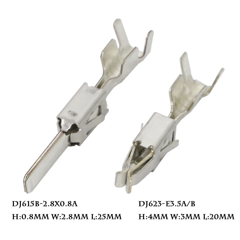 50 sztuk 2.8/3.5mm mosiądz cynowany elektryczny samochód złącze wiązki przewodów okablowanie terminal wtyczka DJ623-E3.5AB/DJ615B-2.8*0.8A 2- 964300 -1