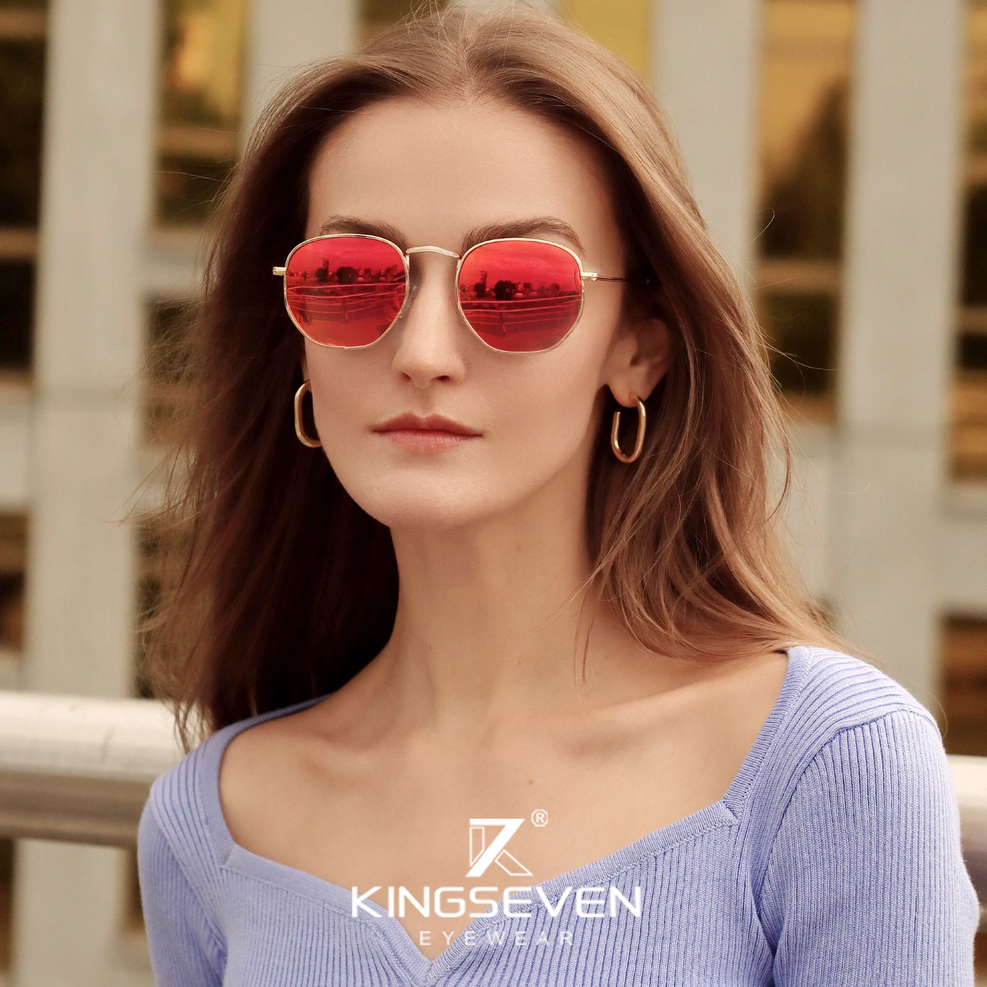 KINGSEVEN 2023 klasik yansıtıcı güneş gözlüğü erkekler altıgen Retro güneş gözlüğü paslanmaz çelik gözlük Oculos Gafas De Sol Shades
