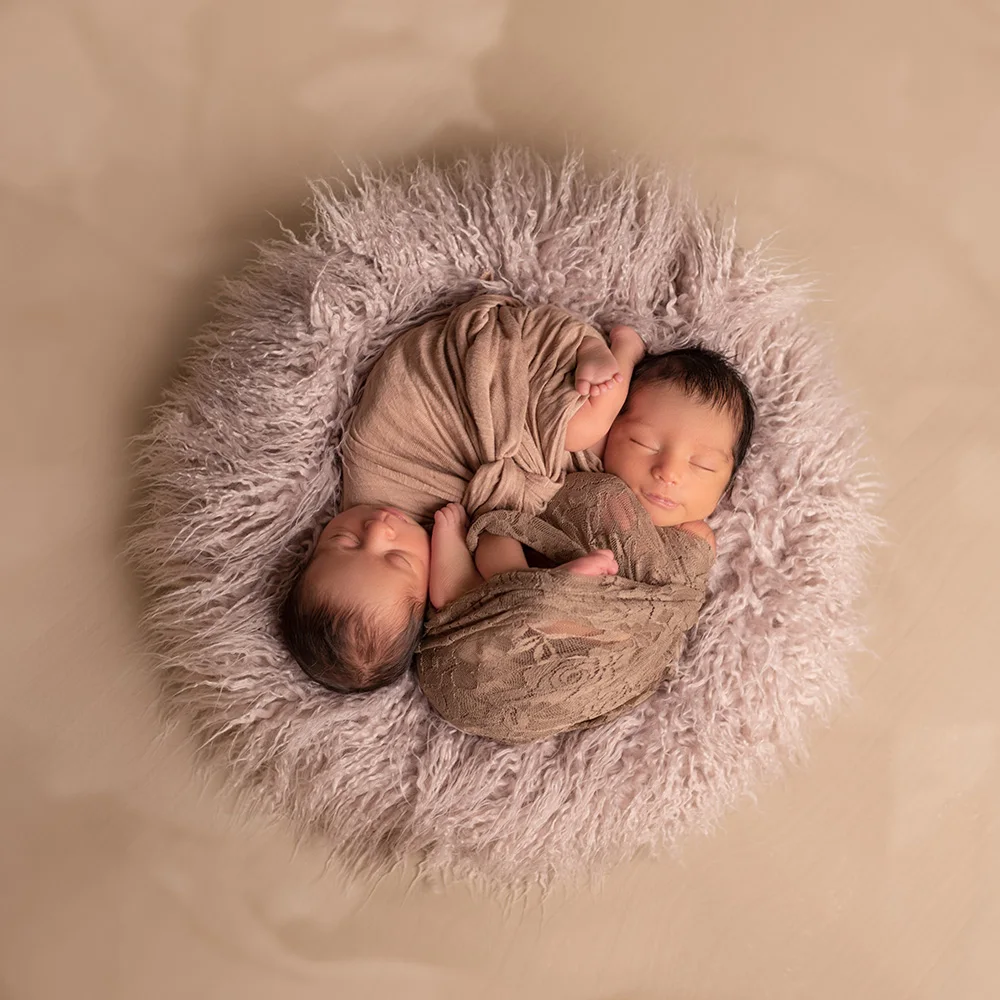 Don&Judy Long Pile Newborn Baby Infant Photo Shooting Blanket Mat Faux Fur Rug Photography Background Basket Layer For Studio