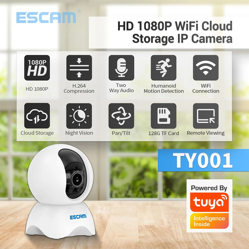 

2MP 1080P Wireless Two Way Intercom Pan&Tilt P2P IP Camera ESCAM TY001 IR Night Vision Motion Detection