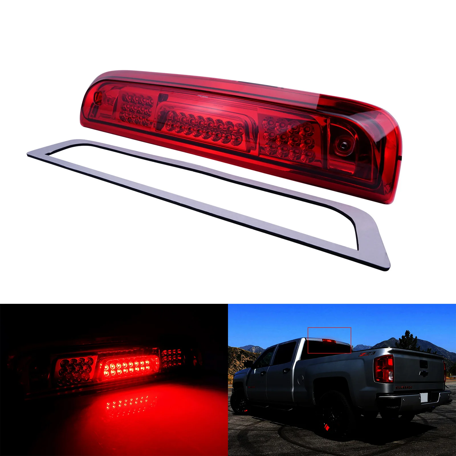 ANGRONG For Chevy Silverado 1500 2500HD 3500HD LED Third 3RD Rear Brake Stop Cargo Light