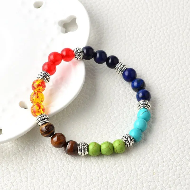 7 Chakra Gem Stone Beads Pendant Necklace Women Yoga Reiki Healing Balancing Maxi Chakra Natural Stone Necklace