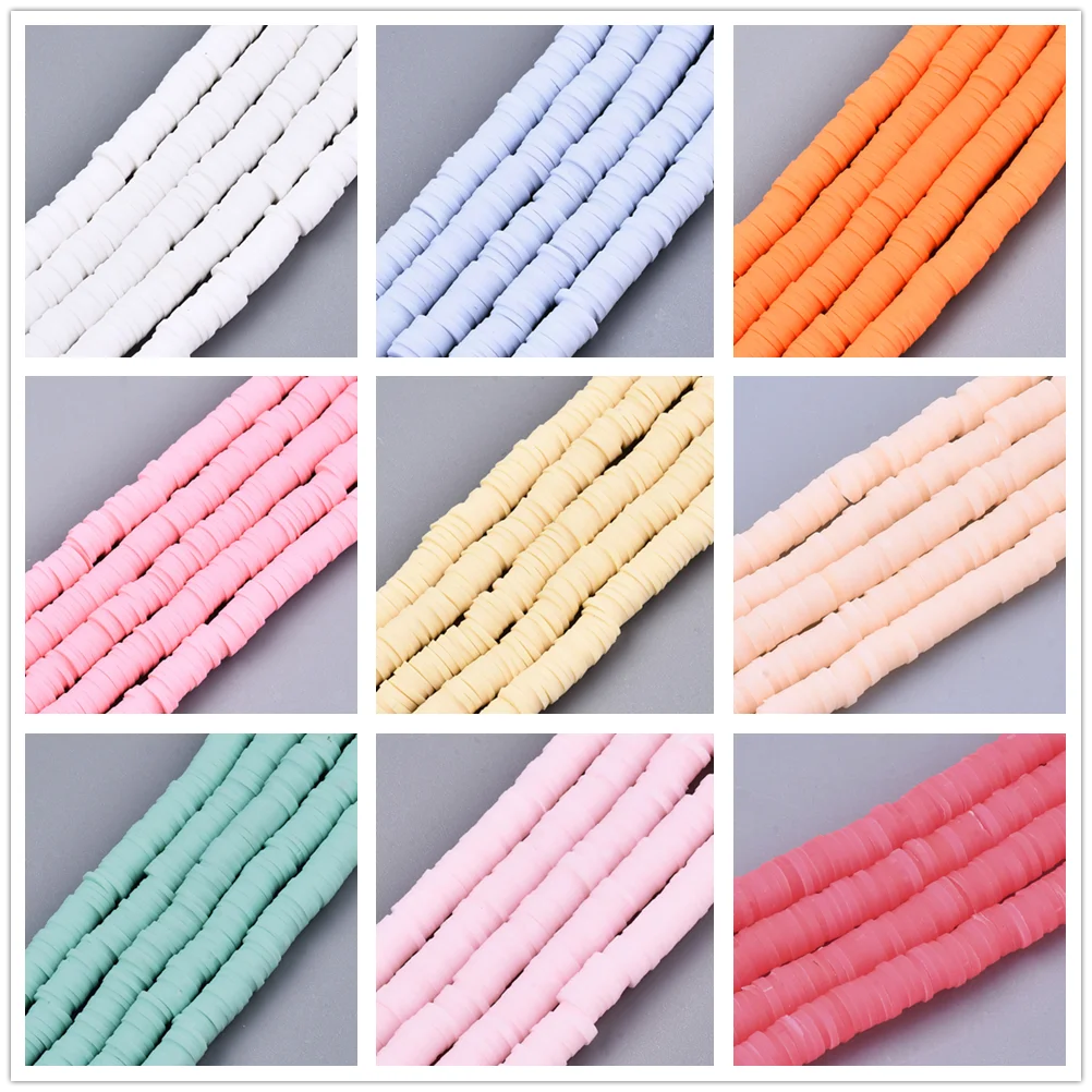 10 Strand Flat Round Handmade Polymer Clay Beads 6mm 8mm For Bracelet Necklace jewelry making DIY Crafts about 290~320pcs/strand