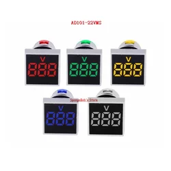 5 Pcs/Lot AD101-22VMS 22mm AC20-500V Red / Green / Yellow / Blue / White Voltmeter Square Panel LED Digital Indicator Light