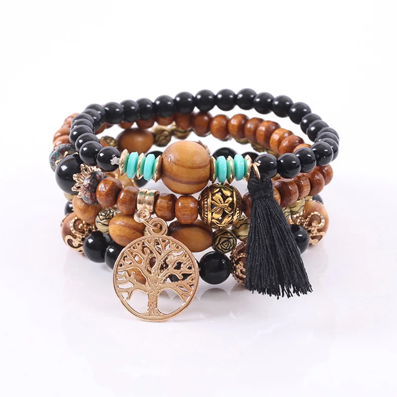 Rose sisi jewelry for women bohemian bracelets for women natural wooden bracelet set Fashion ladies clothing accessories gift