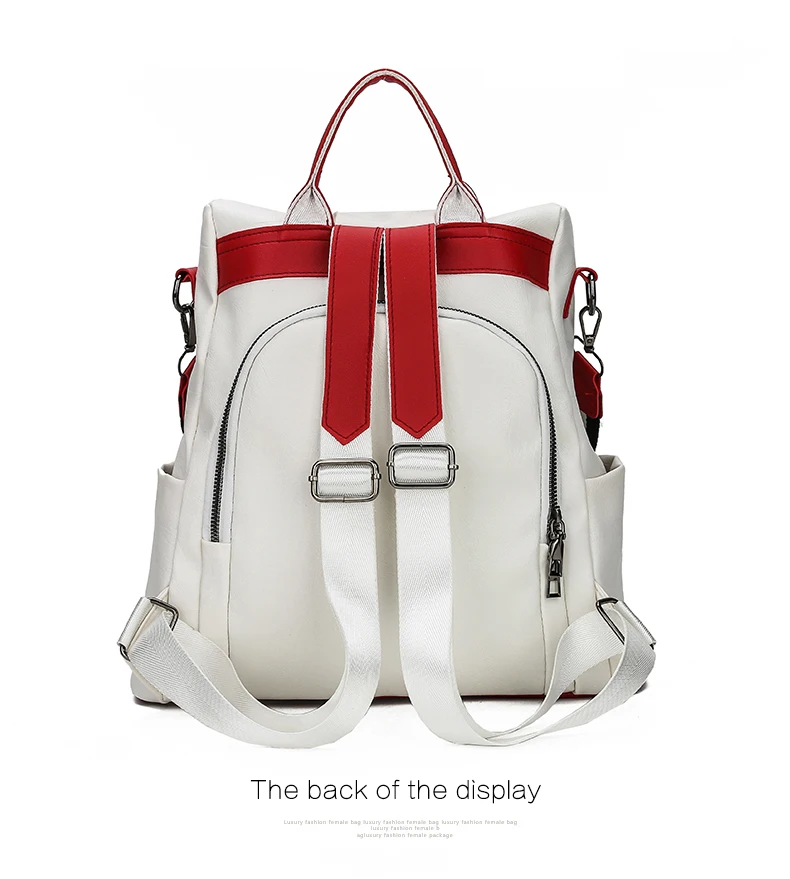 Multifunctional Backpack Women Leather Backpacks Female White School Bags For Teenage Girls Shoulder Bag Travel BackPack Mochila