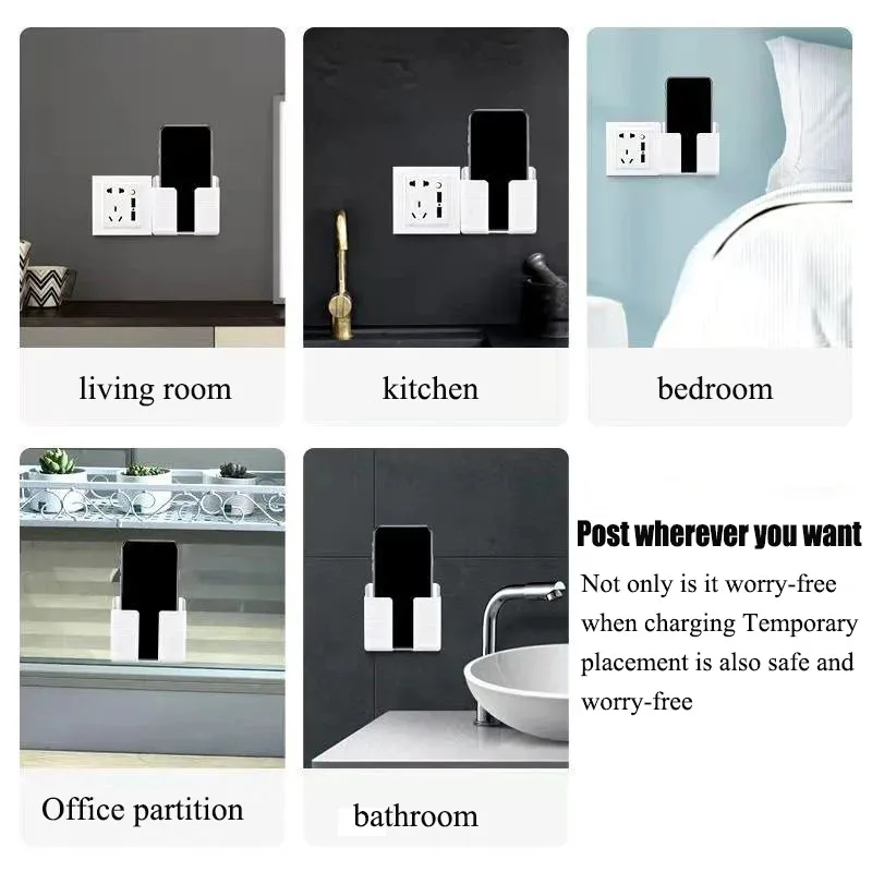 Wall Mounted Organizer Storage Box Remote Control Mounted Mobile Phone Plug Wall Holder Charging Multifunction Holder Stand