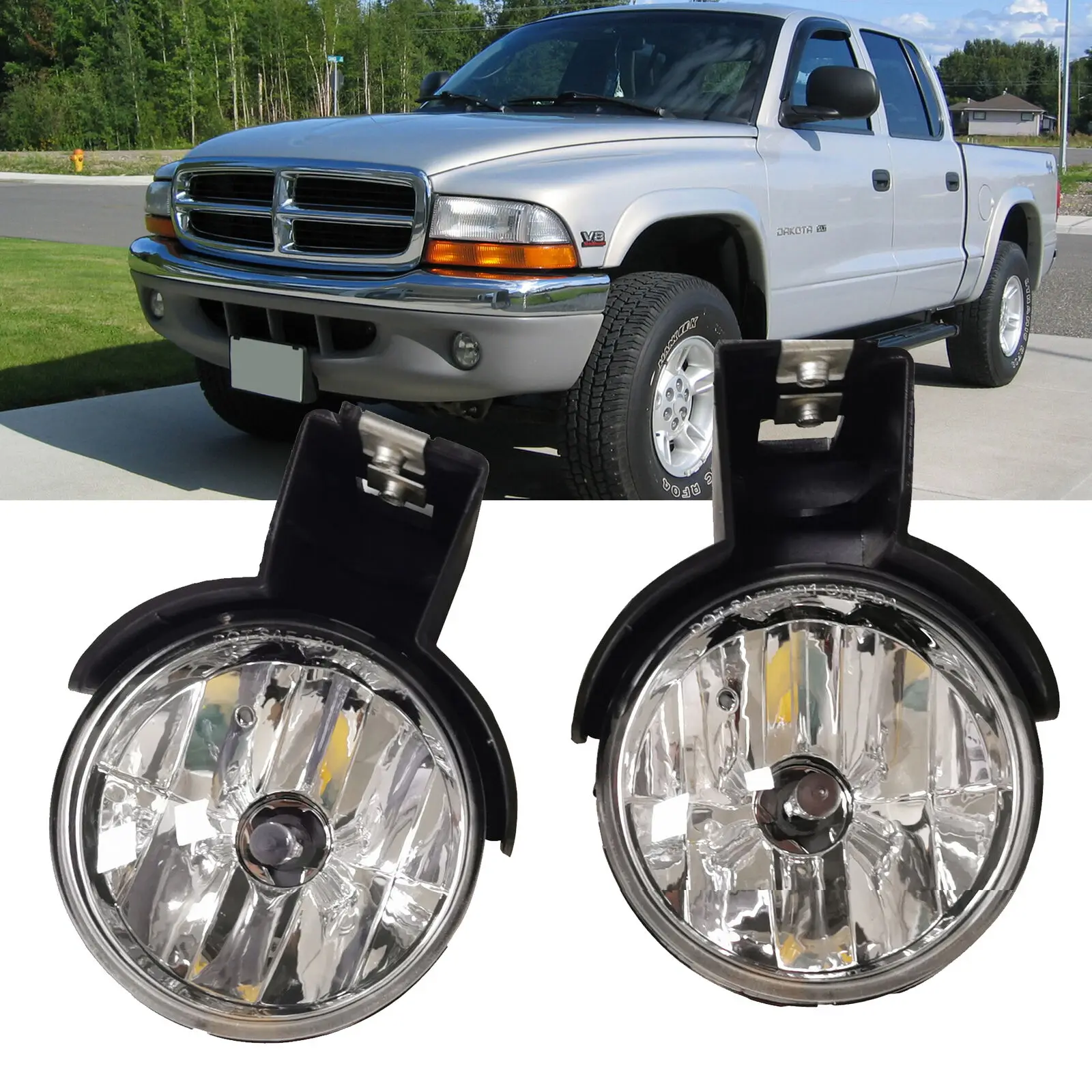 PAIR FOR 1997-2000 Dodge DAKOTA 1998-2000 Dodge DURANGO FOG LAMP LIGHT W/BULB