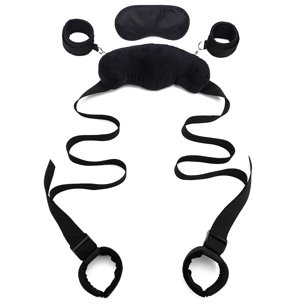 Fetish Bed Bondage Straps Set Love Posture Neck Collar Leg Cuffs Handcuffs Plush Sex Pillow BDSM Adult Game Couples Sex Toys image 3