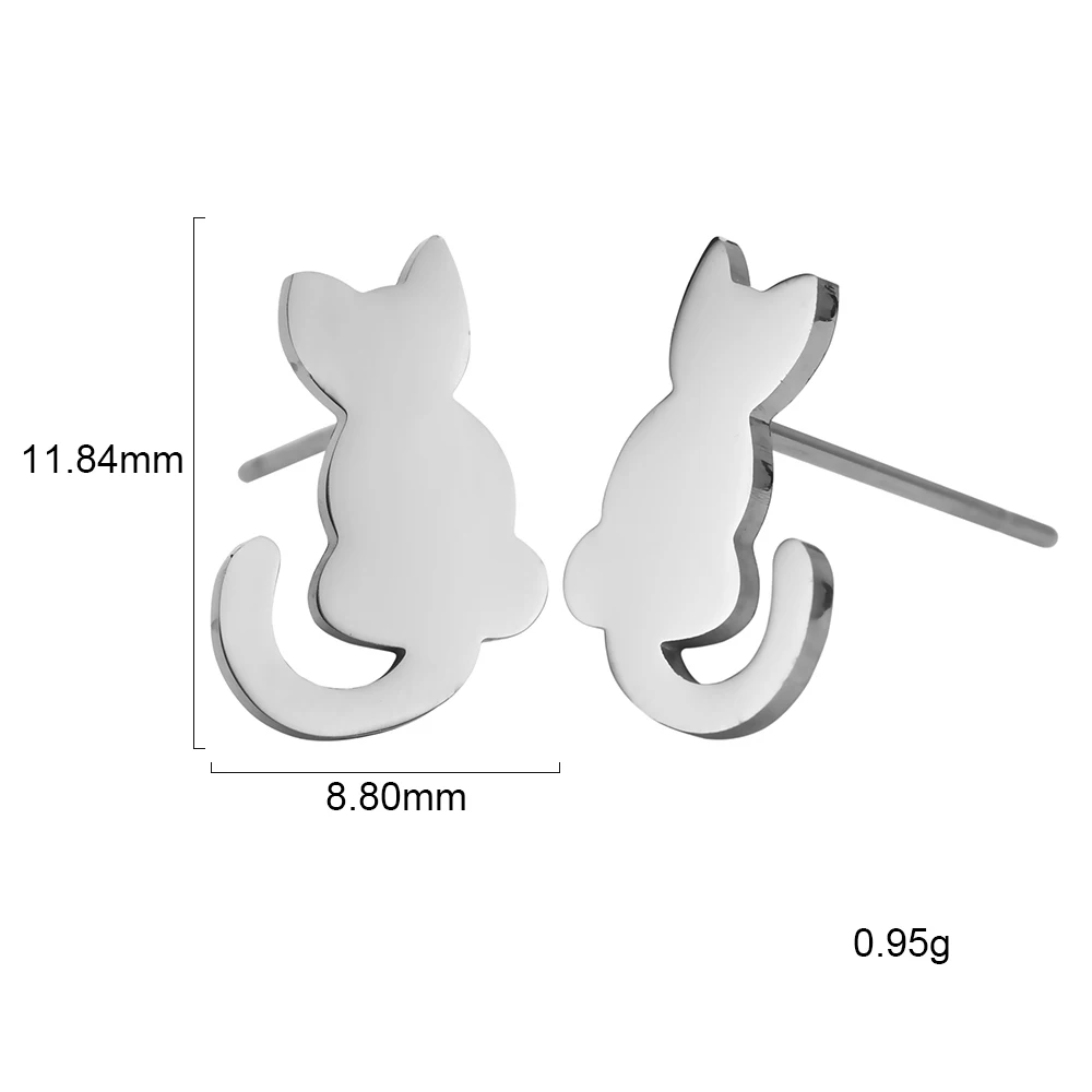 Cazador Cute Cat and Fish Bone Stud Earring Women Girl Small Piercing Earrings Stainless Steel Jewelry Mother Gift 2024 Trend