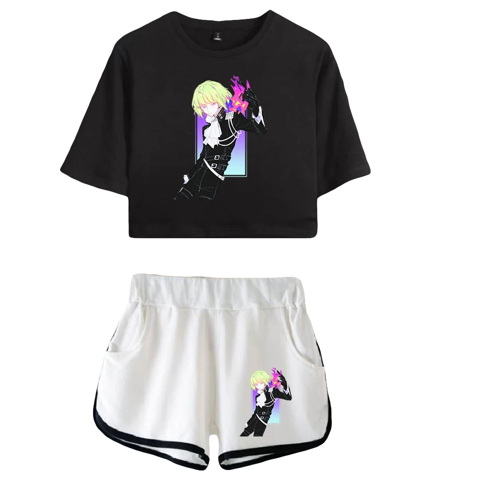 Promare galumo-セクシーなツーピースセット,ショートトップとショーツ,伸縮性のあるウエストバンド付き,カワイイ,夏用