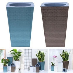 Brick Pattern Flowerpot Imitation Metal Plastic Flower Pot Square And Tall Type For Gardening Potted Plants Garden Supplies