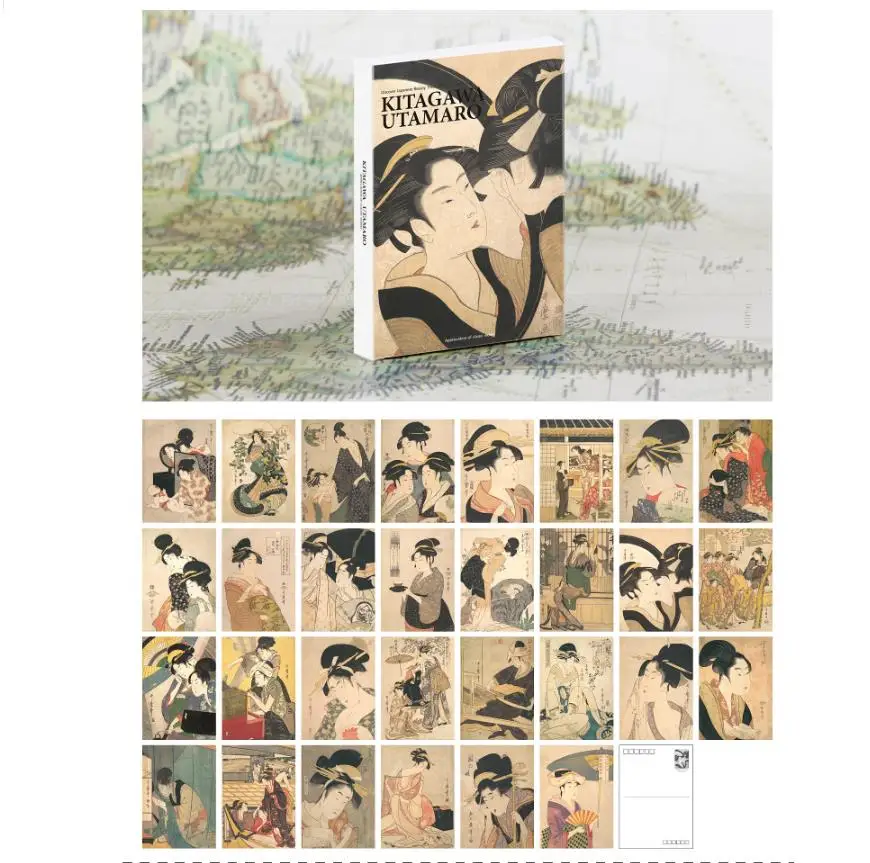 30 Pcs/Set Japanese Kitagawa Utamaro Painting Postcard INS Style Greeting Message Cards DIY Journal Decoration Student Gift