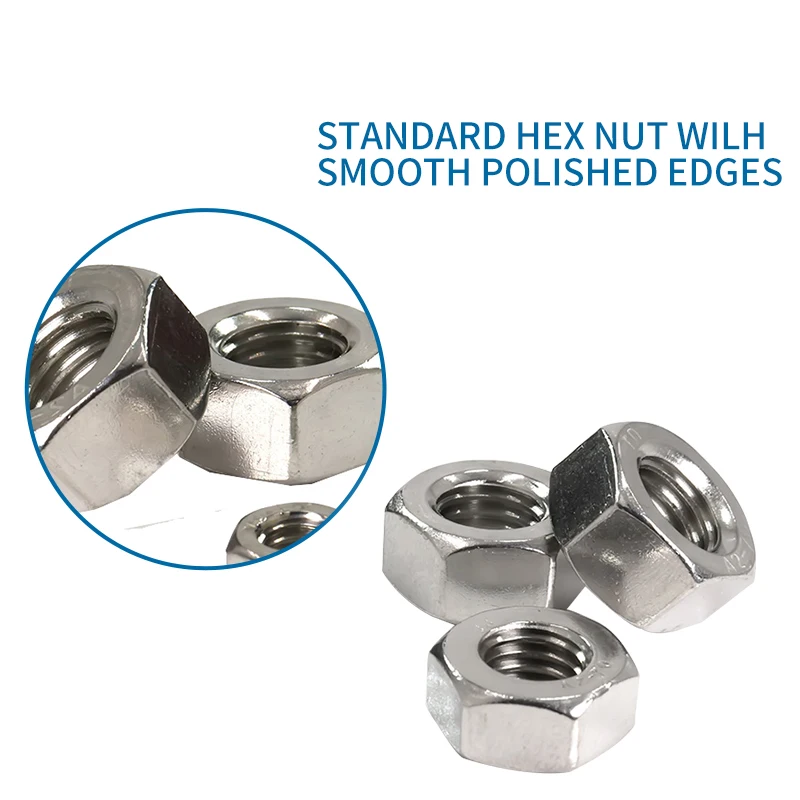 LUHUICHANG M10 M12 M14 M16 M18 M20 M22 M24 M27 M30 M33 Stainless Steel Metric Thread Hex Nut Hexagon Nuts Metric Nut