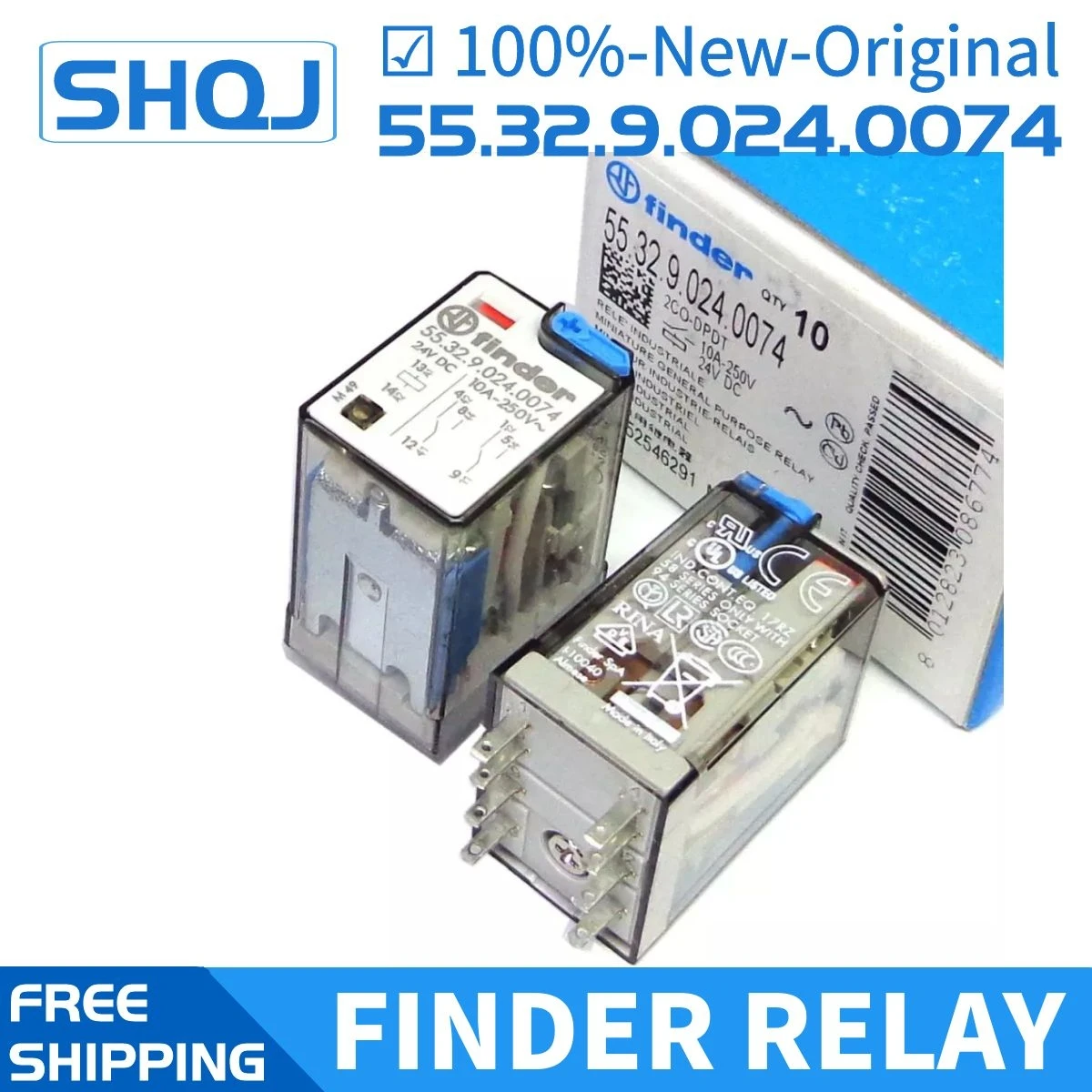 

finder relay 55.32.9.024.0074 24VDC LED 2CO 8PIN 10A 100%-new-original