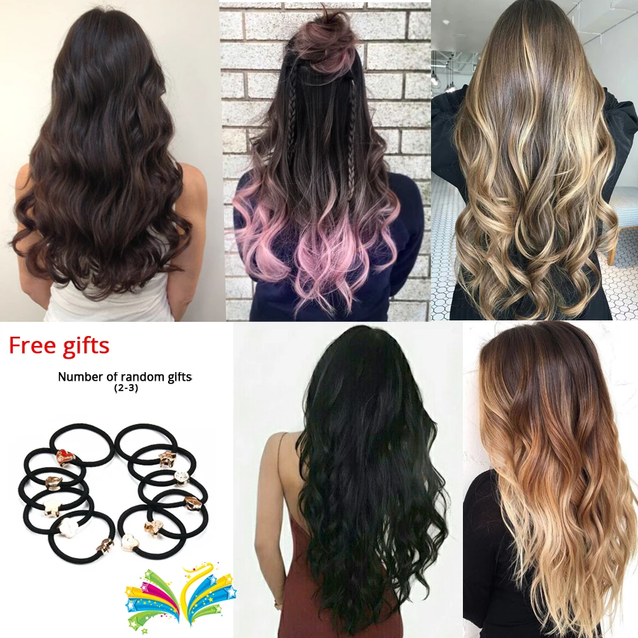 Leeons Synthetic Hair Curly Clip In Wig Extension 16 Clips In Hair Extension Hair Pieces Fake Hair Extension Synthetic 49 Colors