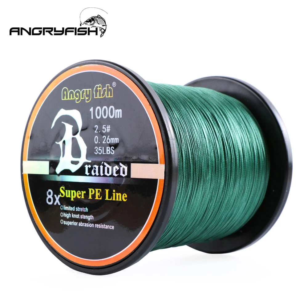 Angryfish 1000Meters 8x Braided Fishing Line 8 Colors Super PE Line Wear resistant