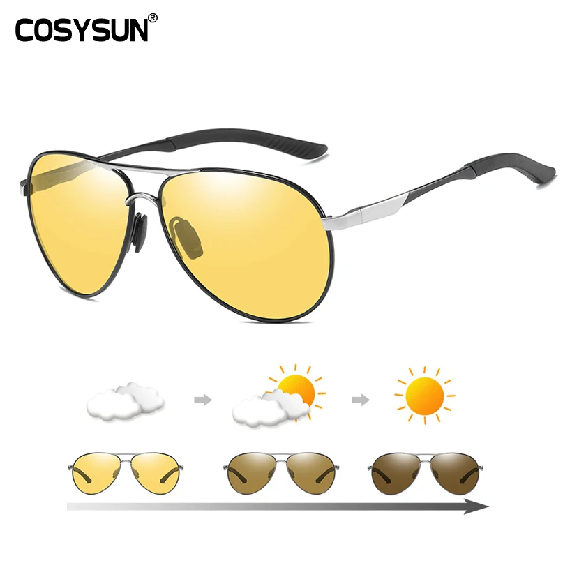 All Weather Pilot Photochromic Sunglasses Man Polarized Night Vision Goggle Men Oculos Driver Driving Glasses Gafas De Sol
