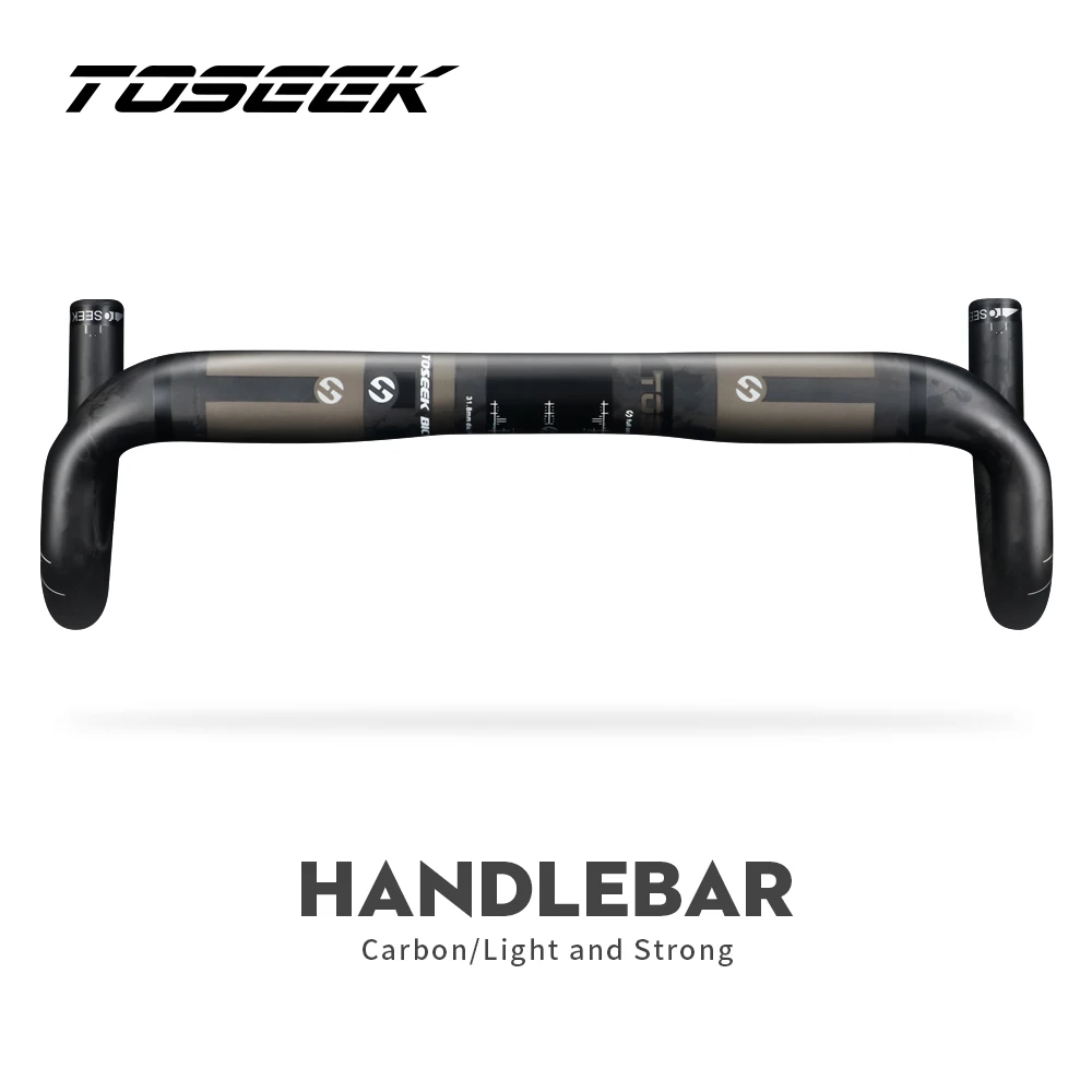 TOSEEK Road Bicycle Carbon Handlebar Cycling Bike Parts Road Handlebars 400/420/440mm External Routing UD Matte