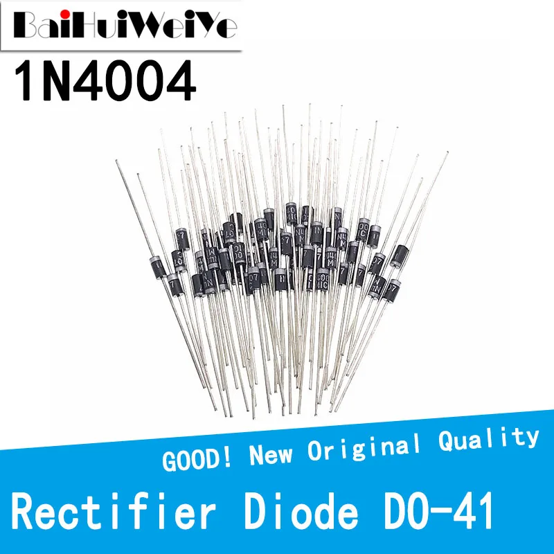 100PCS/LOT 1N4004 IN4004 4004 N4004 1A 400V DO41High Quality Rectifier Diode D-41 DIP New Original