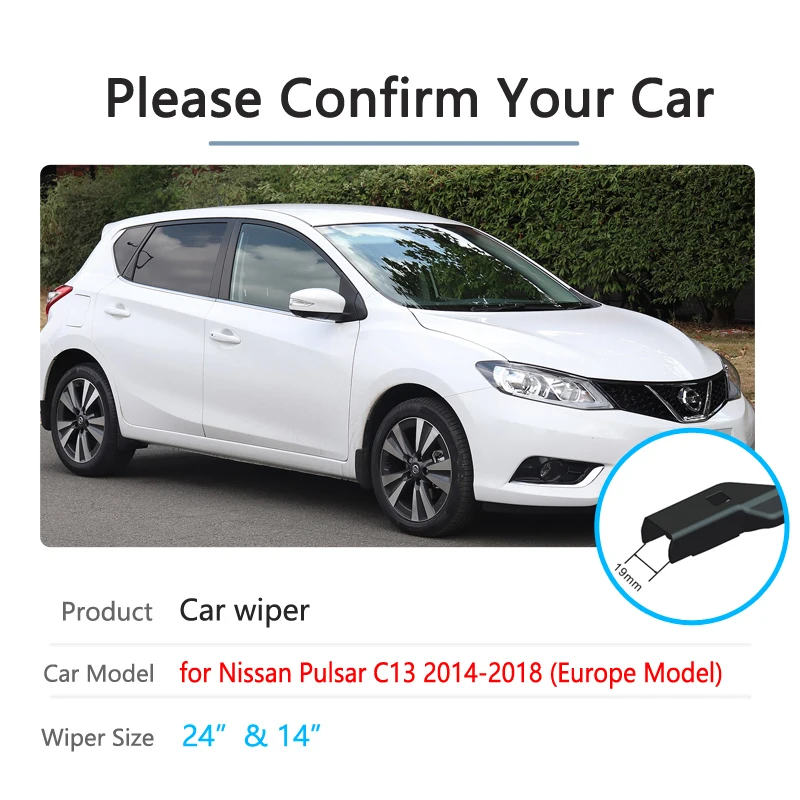 Car Wiper Blade for Nissan Pulsar C13 2014~2018 Europe Model Front Windscreen Windshield Wipers 2015 2016 2017 Car Accessories