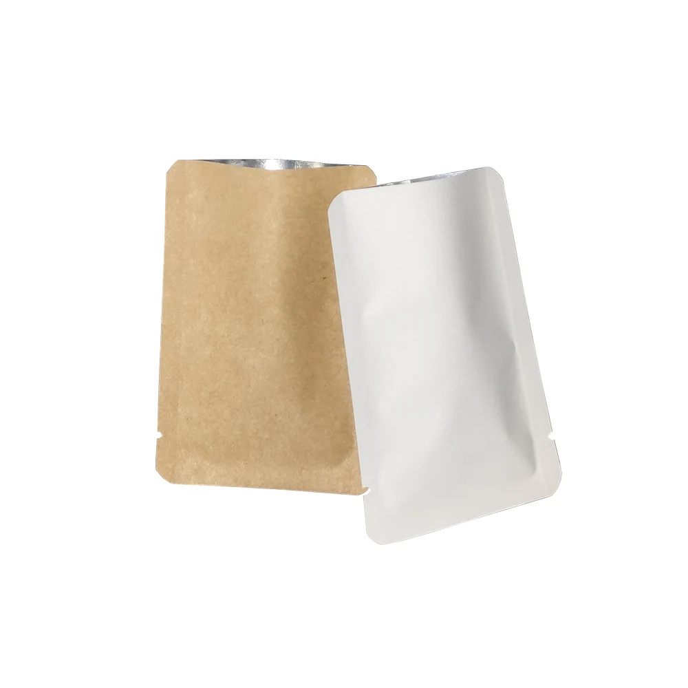 

Open Top Kraft Paper Package Bag Brown White Heat Seal Mylar Foil Paper Bags for Food Candy Packaging