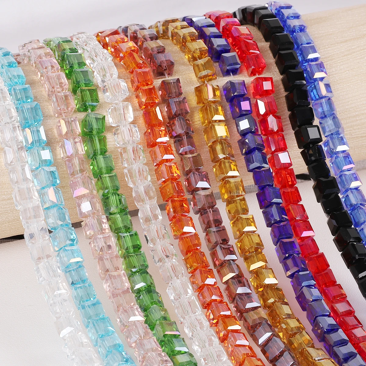 Nicebeads 20-180Pcs Multicolor Cube Beads 2 3 4 5 6 8mm Spacer Loose Crystal Square Glass Beads For Jewelry Making Bracelet DIY