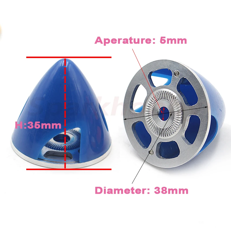 5PCS Sparkhobby 38mm 1.5inch Plastic Propeller Spinner Aluminum Alloy Base 2-Blade Props Cover For RC Fixed Wing Airplane DIY