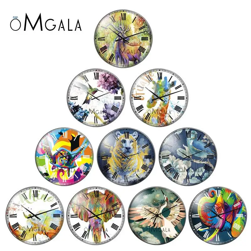 

Art Painting Animals Clock Pattern 10pcs 12mm/14mm/16mm/18mm/20mm/25mm Round photo glass cabochon demo flat back Making findings