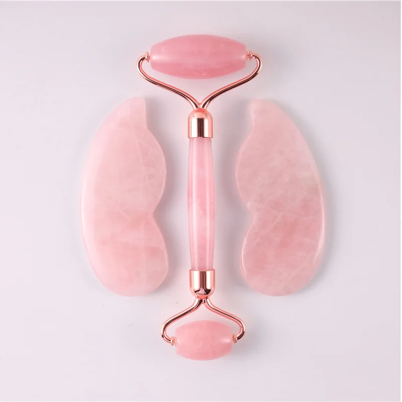 

Jade Stone Rollers Massager Slimming Chin Lift Up Facial Facial Beauty Roller Skin Care For Face Pink Quartz Natural Stone