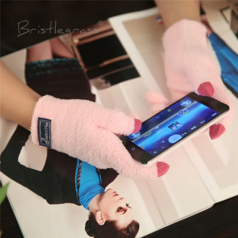 BRISTLEGRASSผู้หญิงผู้ชายUnisexผู้ใหญ่ฤดูหนาวถักนุ่มสมาร์ทTouch Screenถุงมือสมาร์ทโฟนแท็บเล็ต