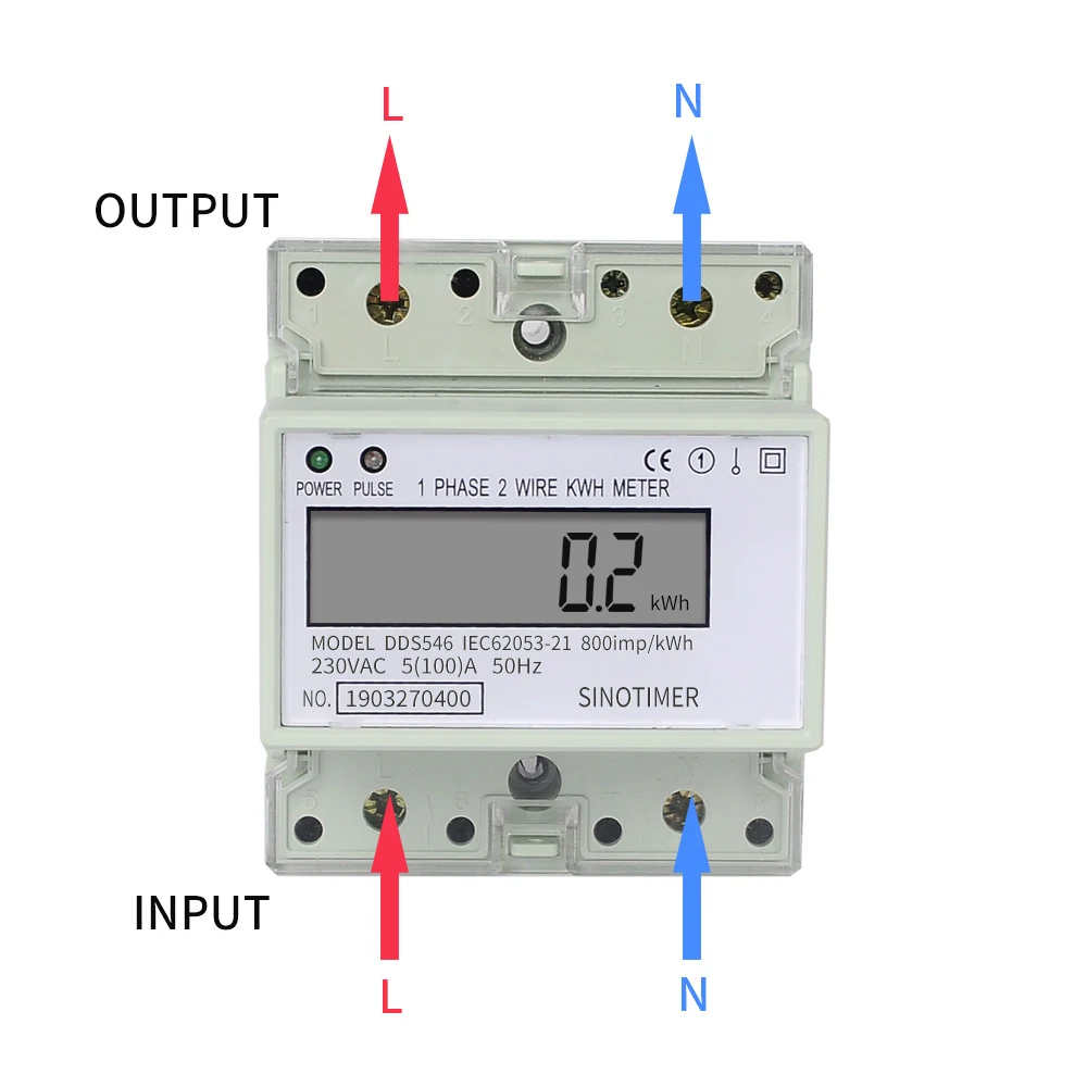 LCD Digital Single Phase AC 220V 230V 100A kWh Meter Energy Electricity Power Consumption Wattmeter Monitors Household Din Rail