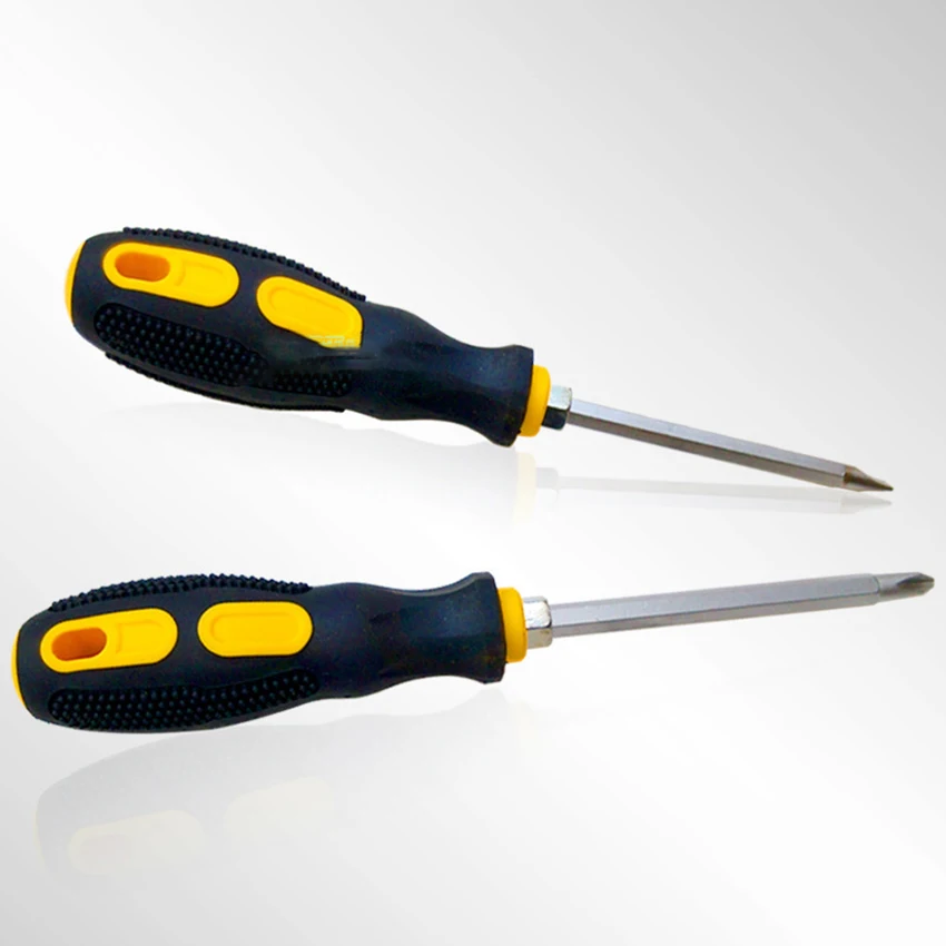 Magnetic Dual-Bit Screwdriver, 2-in-1 Screwdriver with Massage Grip Handle, Electronics Pocket Screwdriver, Slotted & Cross Bit