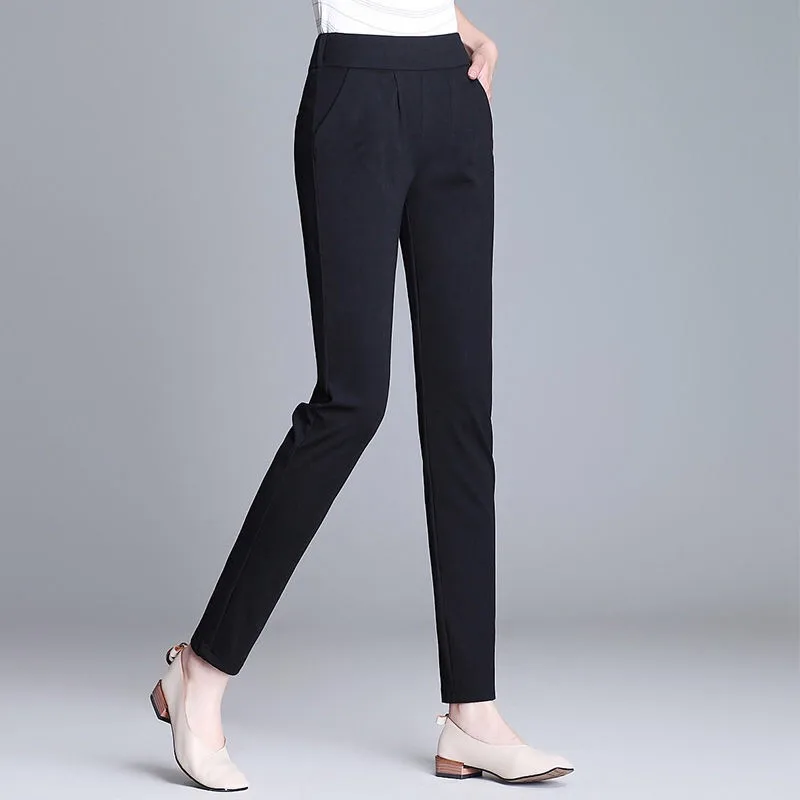 Autumn Winter Work Pants Women Office Casual Trousers Female Black Elastic Waist Lady Career Korean Harem Pants Mujer Pantalon