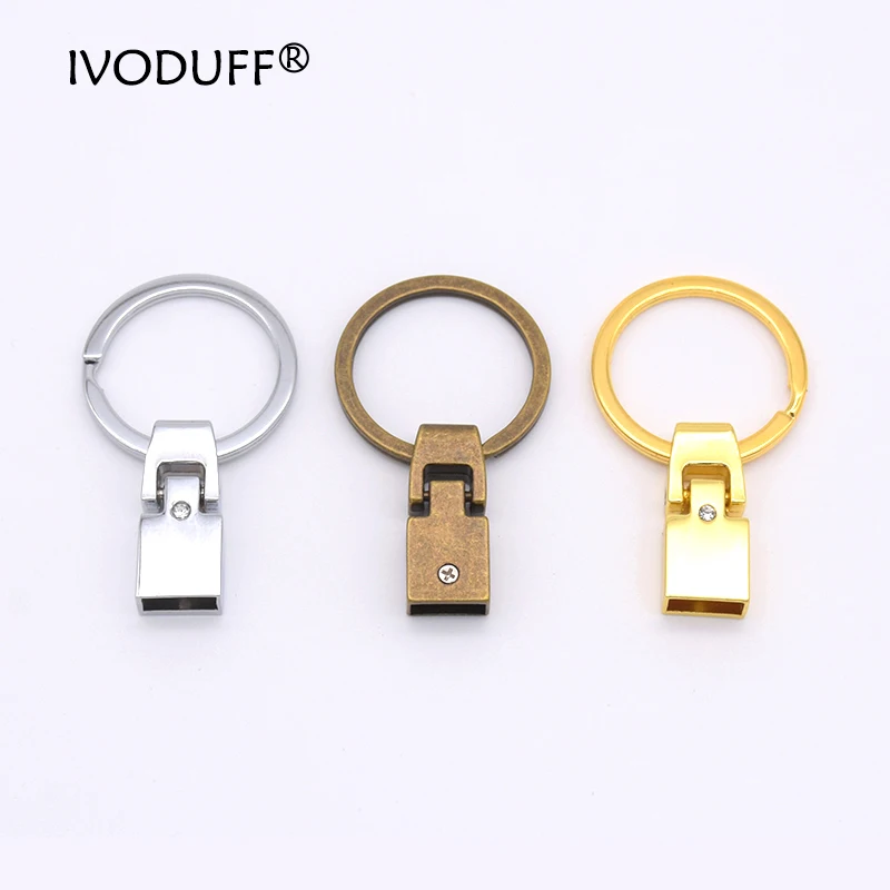 5x Zinc Alloy Key Fob Hardware 10MM For Leather Keychain Making,DIY Keychain Metal Part With Diamond