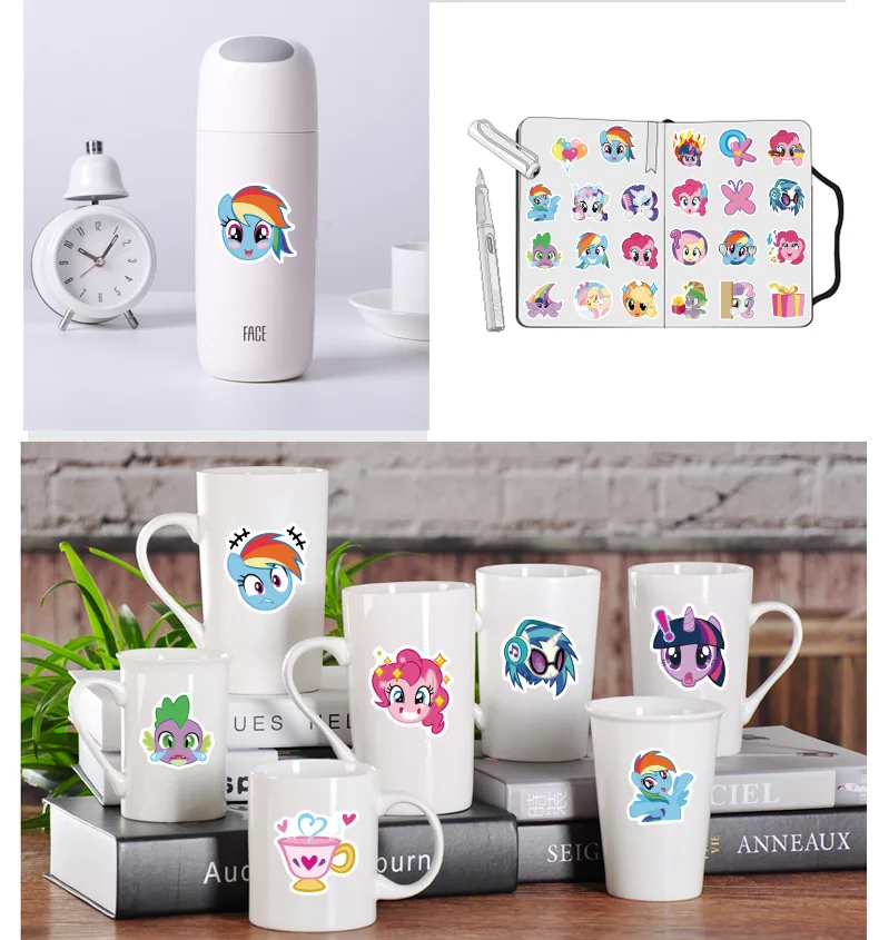 Autocollants de poney de dessin animé pour enfants, autocollants de tasse de téléphone portable, autocollants étanches, sac, mignon, traditionnel,