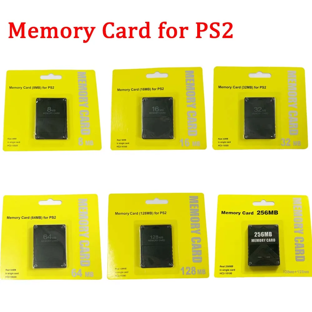 10pcs New Memory Card for PS2 8MB 16MB 32MB 64MB 128MB 256MB memory card for Sony Playstation 2 storage games